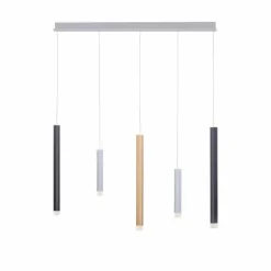 Suspension Paul Neuhaus PURE-GEMIN LED Aluminium, Laiton, Noir, 5 lumières
