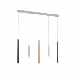 Suspension Paul Neuhaus PURE-GEMIN LED Aluminium, Laiton, Noir, 5 lumières