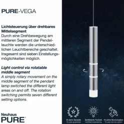 Suspension Paul Neuhaus PURE-VEGA LED Aluminium, 7 lumières