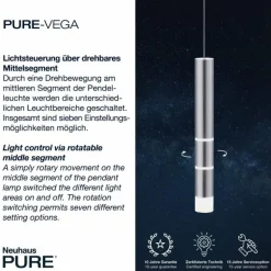 Suspension Paul Neuhaus PURE-VEGA LED Aluminium, 3 lumières