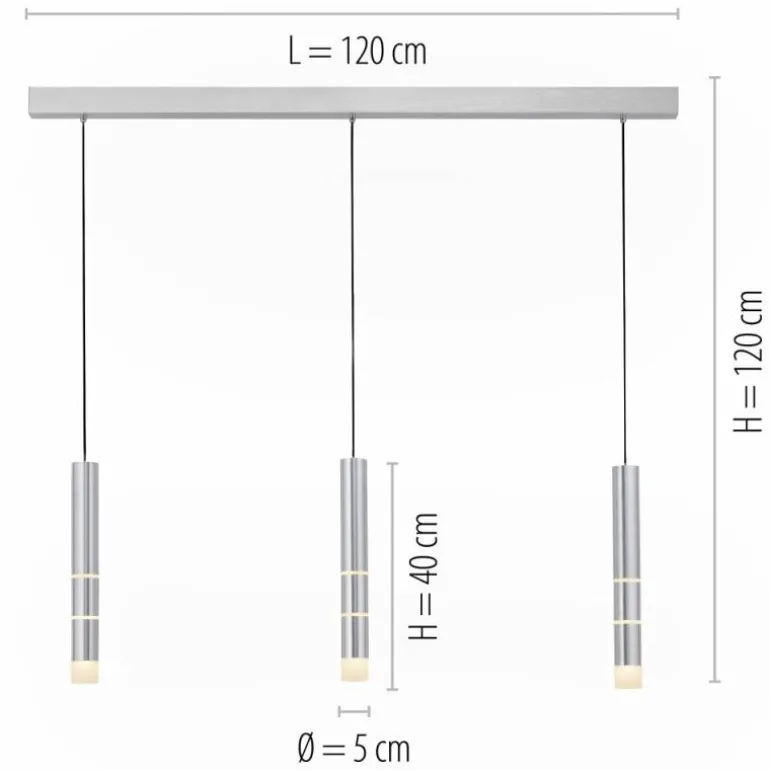Suspension Paul Neuhaus PURE-VEGA LED Aluminium, 3 lumières