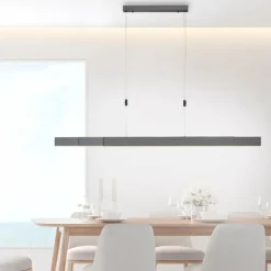 Suspension Paul Neuhaus PURE-MOTO LED Gris, 3 lumières, Télécommandes