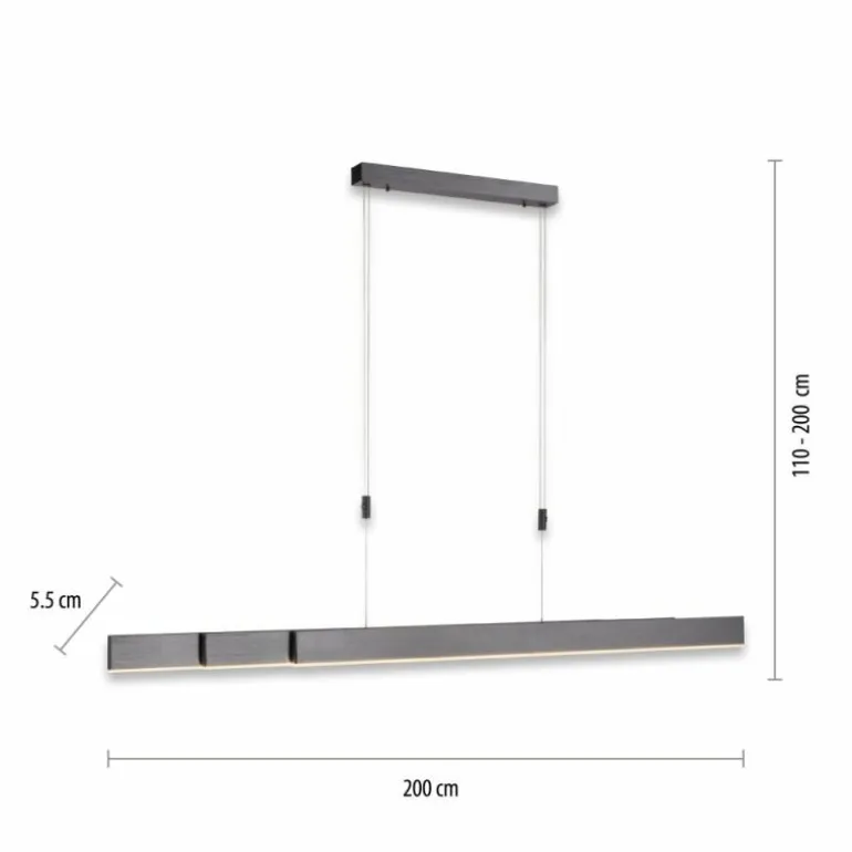 Suspension Paul Neuhaus PURE-MOTO LED Gris, 3 lumières, Télécommandes