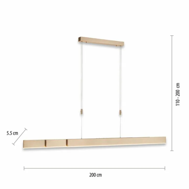 Suspension Paul Neuhaus PURE-MOTO LED Laiton, 3 lumières, Télécommandes