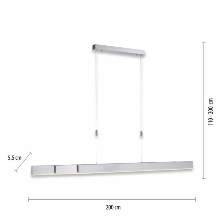 Suspension Paul Neuhaus PURE-MOTO LED Aluminium, 3 lumières, Télécommandes