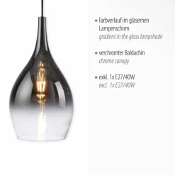 Suspension Paul Neuhaus PILUA Chrome, 1 lumière