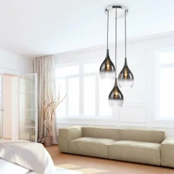 Suspension Paul Neuhaus PILUA Chrome, 3 lumières