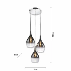 Suspension Paul Neuhaus PILUA Chrome, 3 lumières