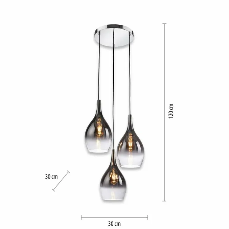 Suspension Paul Neuhaus PILUA Chrome, 3 lumières
