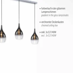 Suspension Paul Neuhaus PILUA Chrome, 3 lumières