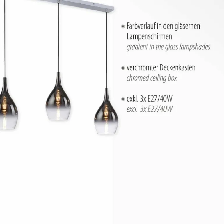 Suspension Paul Neuhaus PILUA Chrome, 3 lumières