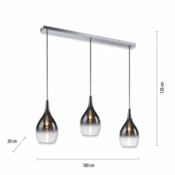 Suspension Paul Neuhaus PILUA Chrome, 3 lumières