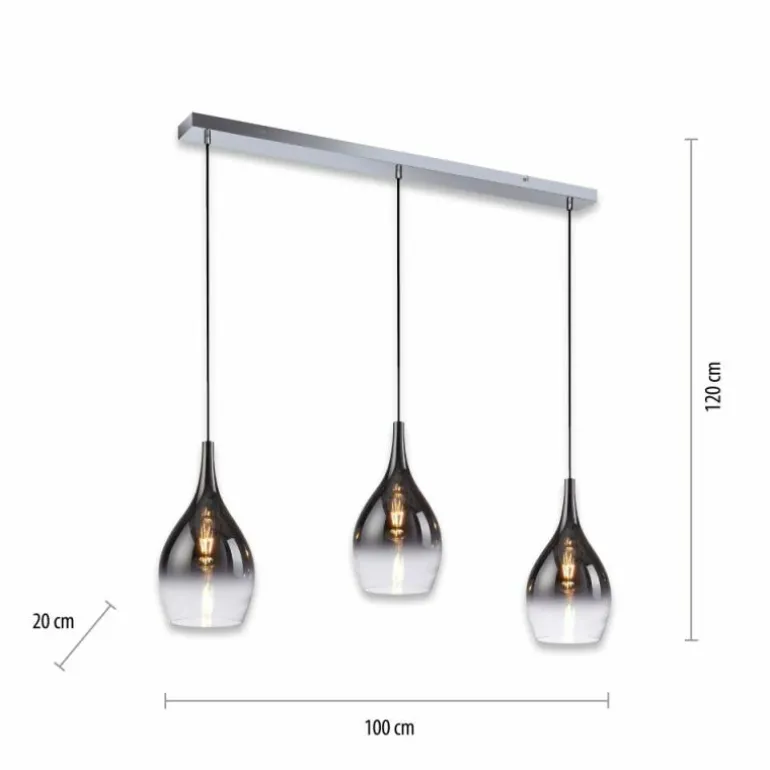 Suspension Paul Neuhaus PILUA Chrome, 3 lumières