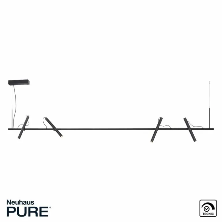 Suspension Paul Neuhaus PURE-TUTUA LED Noir, 4 lumières