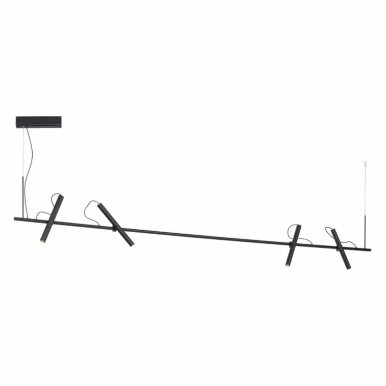 Suspension Paul Neuhaus PURE-TUTUA LED Noir, 4 lumières