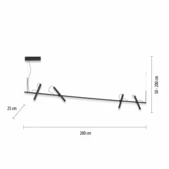 Suspension Paul Neuhaus PURE-TUTUA LED Noir, 4 lumières