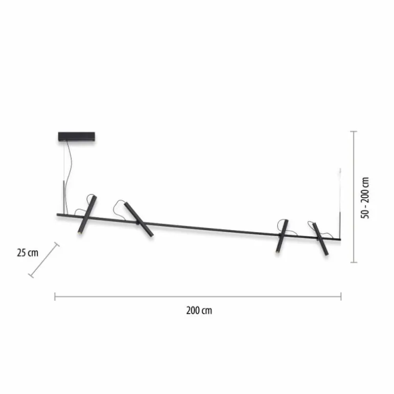 Suspension Paul Neuhaus PURE-TUTUA LED Noir, 4 lumières