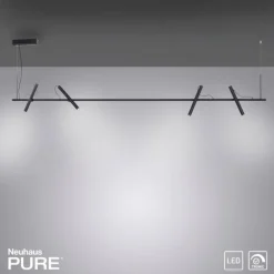Suspension Paul Neuhaus PURE-TUTUA LED Noir, 4 lumières