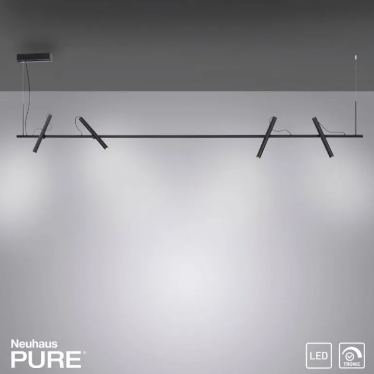 Suspension Paul Neuhaus PURE-TUTUA LED Noir, 4 lumières
