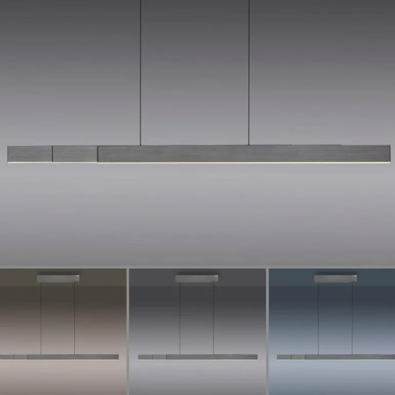 Suspension Paul Neuhaus PURE-MOTO-RISE LED Gris, 3 lumières, Télécommandes