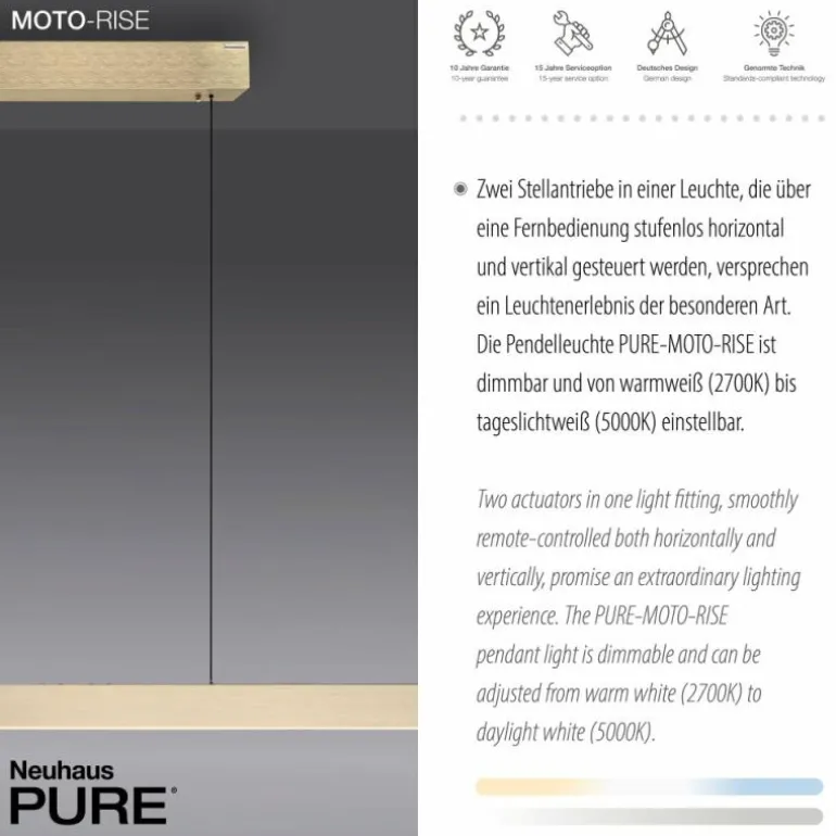 Suspension Paul Neuhaus PURE-MOTO-RISE LED Or, 3 lumières, Télécommandes
