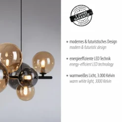 Suspension Paul Neuhaus POPSICLE LED Noir, 10 lumières