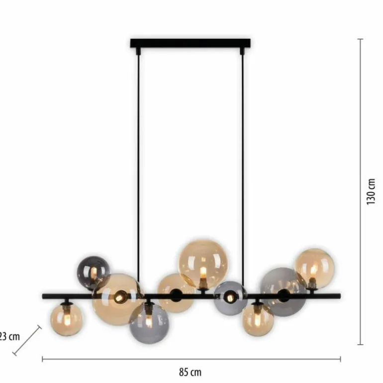 Suspension Paul Neuhaus POPSICLE LED Noir, 10 lumières