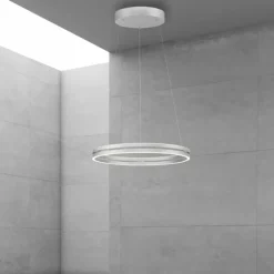 Suspension Paul Neuhaus PURE E-LOOP LED Argenté, 2 lumières, Télécommandes