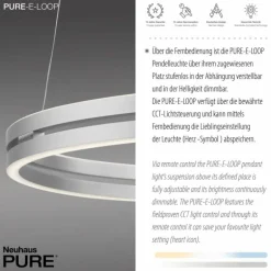Suspension Paul Neuhaus PURE E-LOOP LED Argenté, 2 lumières, Télécommandes