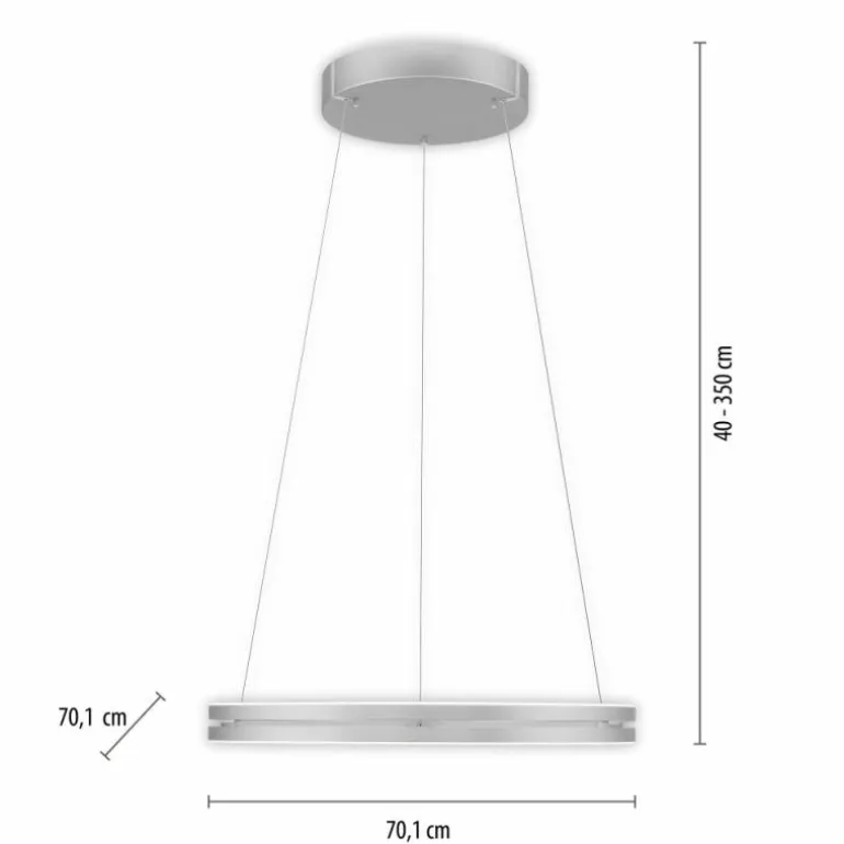 Suspension Paul Neuhaus PURE E-LOOP LED Argenté, 2 lumières, Télécommandes