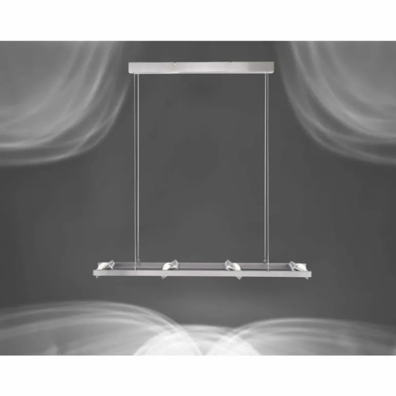 Suspension Paul Neuhaus Q-Fisheye LED Acier inoxydable, 8 lumières, Télécommandes, Changeur de couleurs