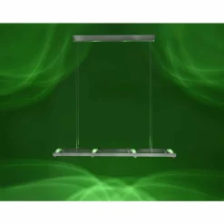 Suspension Paul Neuhaus Q-Fisheye LED Acier inoxydable, 8 lumières, Télécommandes, Changeur de couleurs