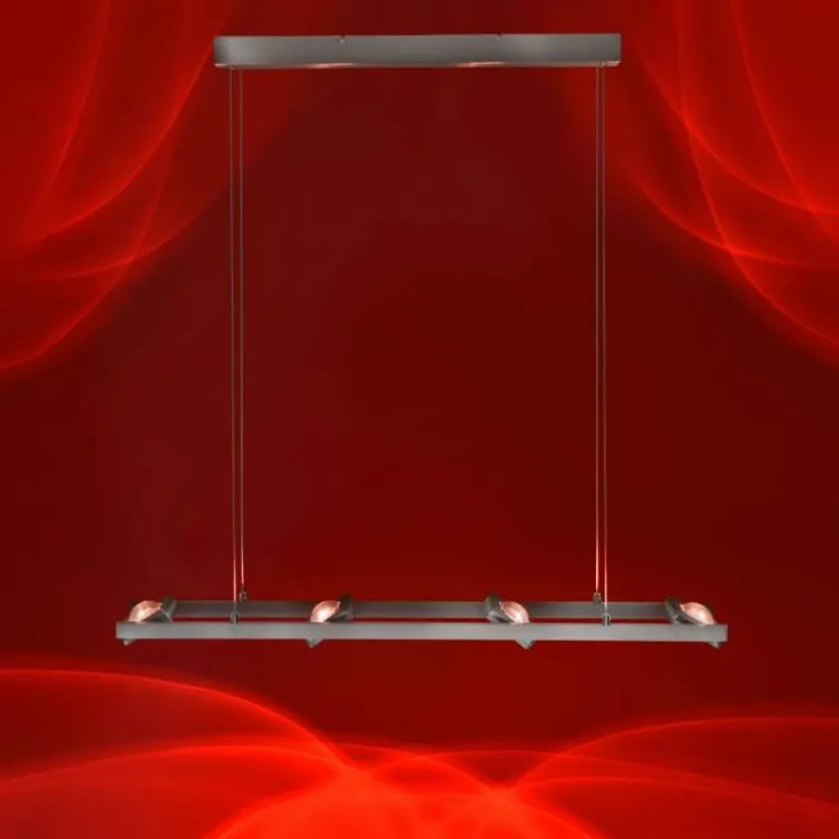 Suspension Paul Neuhaus Q-Fisheye LED Acier inoxydable, 8 lumières, Télécommandes, Changeur de couleurs