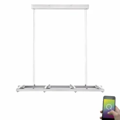 Suspension Paul Neuhaus Q-Fisheye LED Acier inoxydable, 8 lumières, Télécommandes, Changeur de couleurs