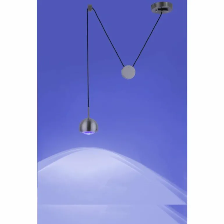 Suspension Paul Neuhaus Q-ADAM LED Acier inoxydable, 1 lumière, Télécommandes, Changeur de couleurs