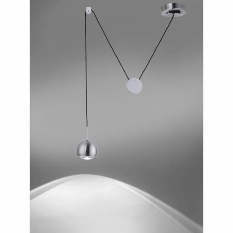 Suspension Paul Neuhaus Q-ADAM LED Acier inoxydable, 1 lumière, Télécommandes, Changeur de couleurs