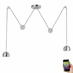 Suspension Paul Neuhaus Q-ADAM LED Acier inoxydable, 2 lumières, Télécommandes, Changeur de couleurs