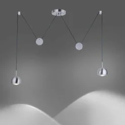 Suspension Paul Neuhaus Q-ADAM LED Acier inoxydable, 2 lumières, Télécommandes, Changeur de couleurs