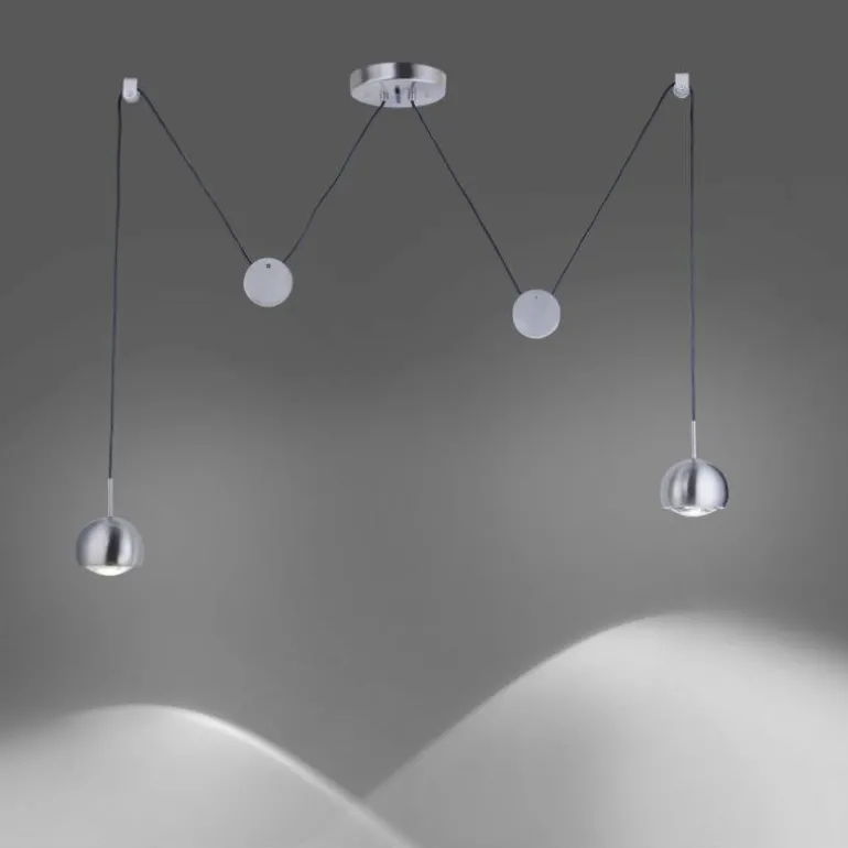 Suspension Paul Neuhaus Q-ADAM LED Acier inoxydable, 2 lumières, Télécommandes, Changeur de couleurs