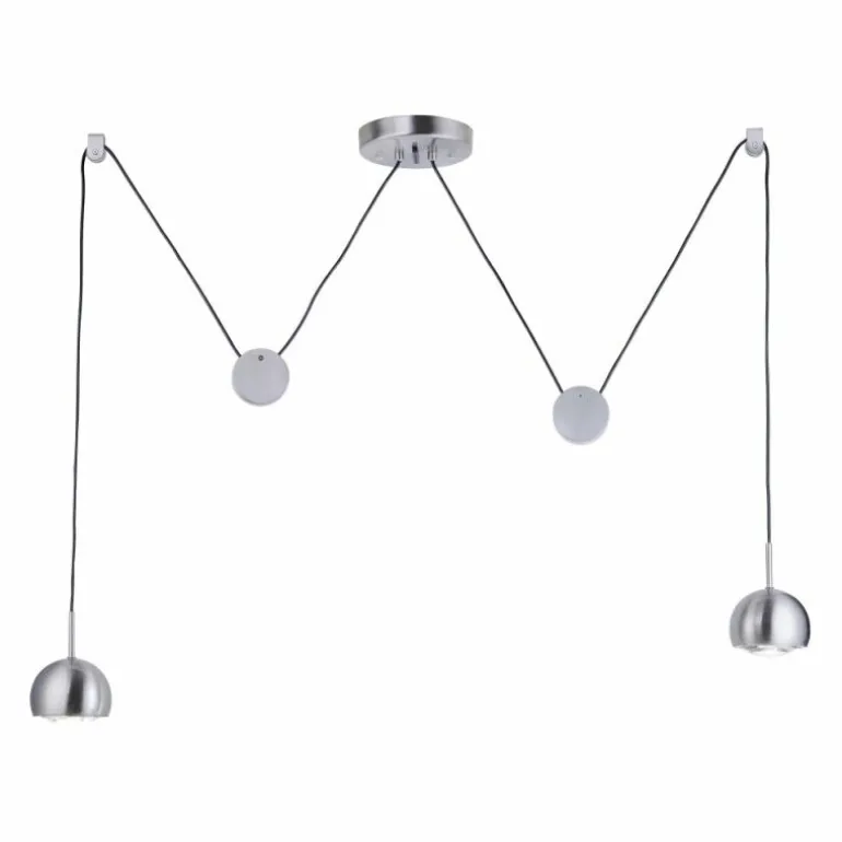 Suspension Paul Neuhaus Q-ADAM LED Acier inoxydable, 2 lumières, Télécommandes, Changeur de couleurs