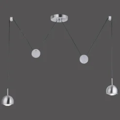 Suspension Paul Neuhaus Q-ADAM LED Acier inoxydable, 2 lumières, Télécommandes, Changeur de couleurs