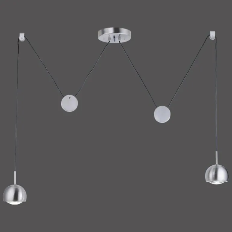 Suspension Paul Neuhaus Q-ADAM LED Acier inoxydable, 2 lumières, Télécommandes, Changeur de couleurs