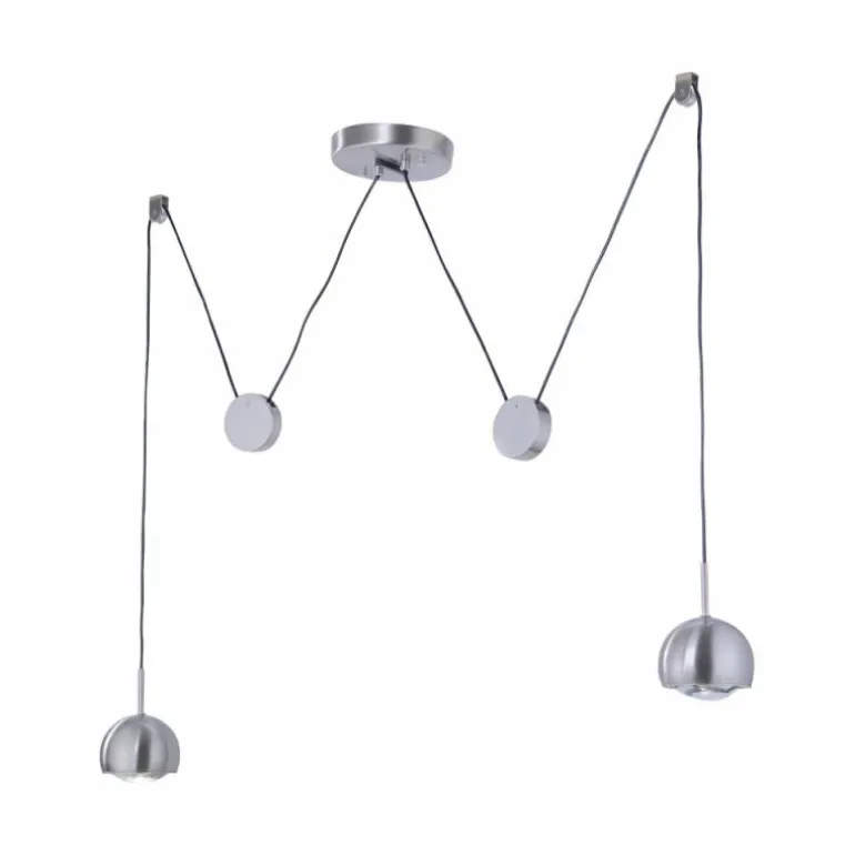 Suspension Paul Neuhaus Q-ADAM LED Acier inoxydable, 2 lumières, Télécommandes, Changeur de couleurs