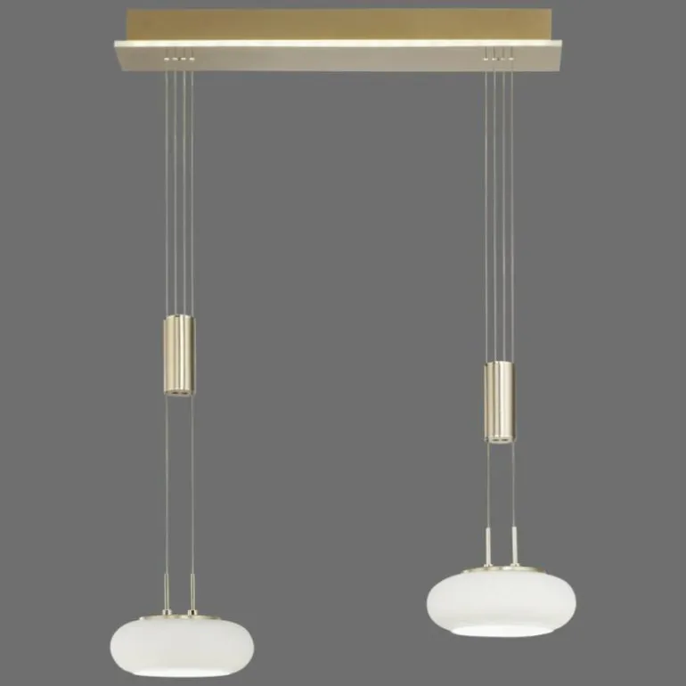 Suspension Paul Neuhaus Q-ETIENNE LED Laiton, 2 lumières, Télécommandes