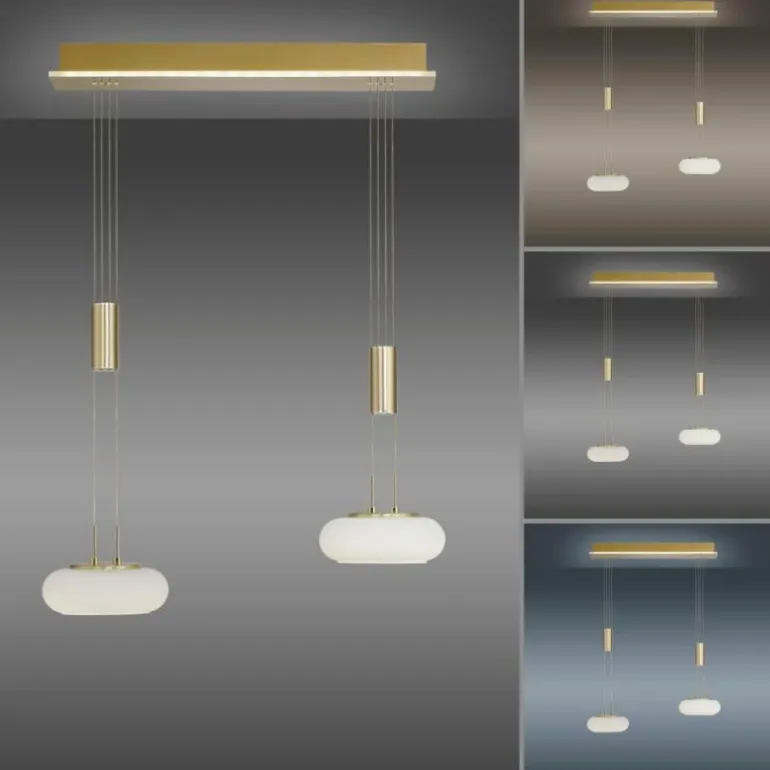 Suspension Paul Neuhaus Q-ETIENNE LED Laiton, 2 lumières, Télécommandes