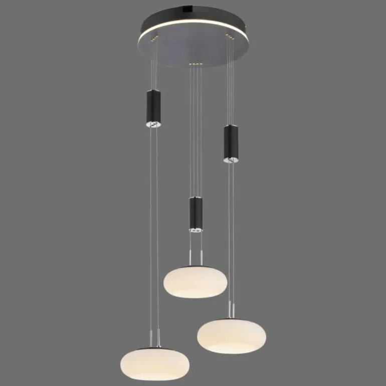 Suspension Paul Neuhaus Q-ETIENNE LED Noir, 3 lumières, Télécommandes