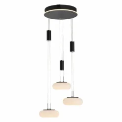 Suspension Paul Neuhaus Q-ETIENNE LED Noir, 3 lumières, Télécommandes
