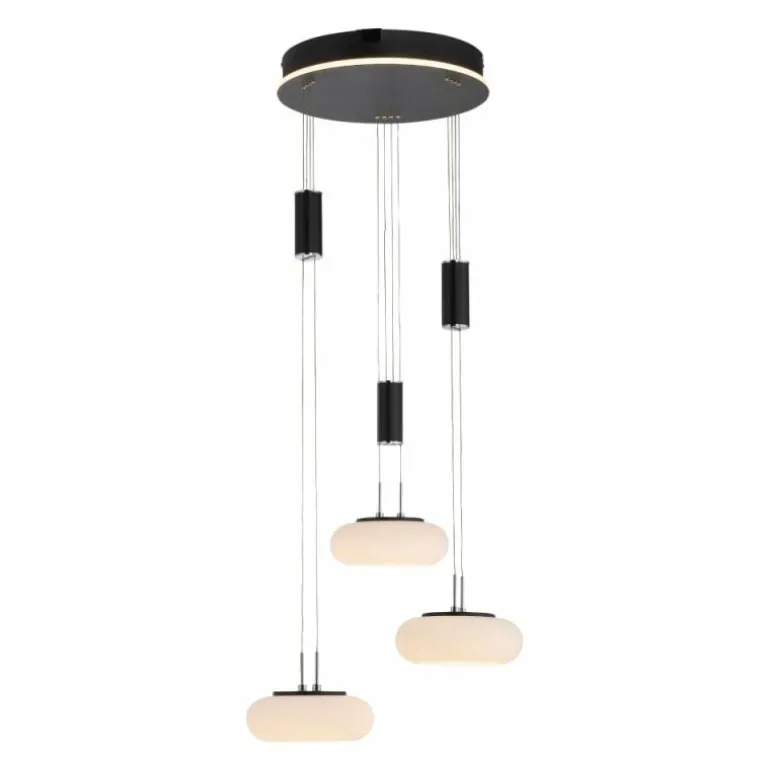 Suspension Paul Neuhaus Q-ETIENNE LED Noir, 3 lumières, Télécommandes