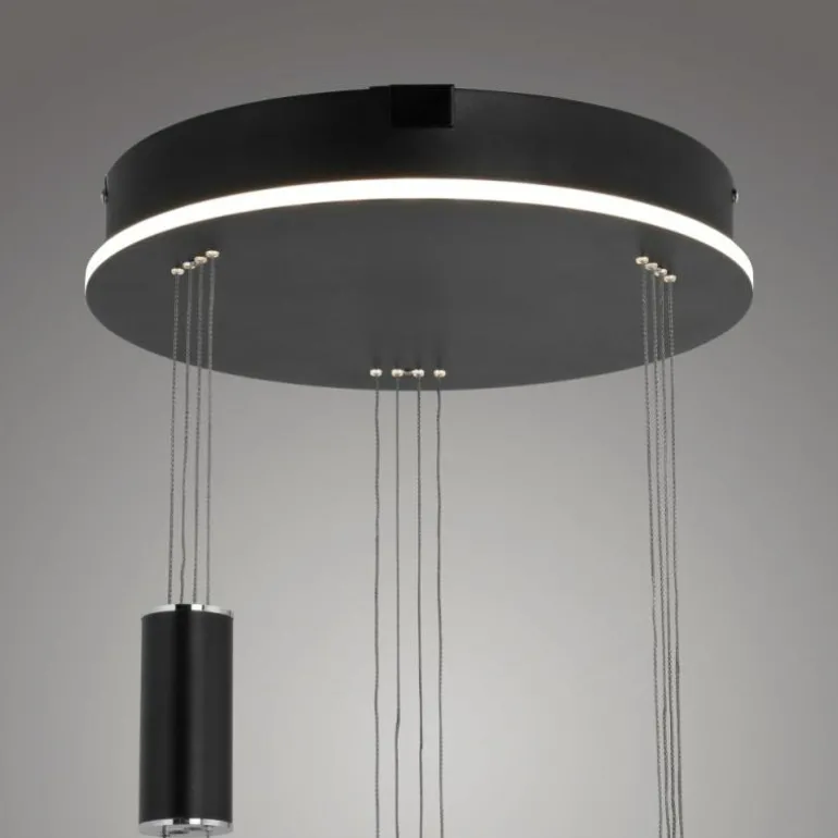 Suspension Paul Neuhaus Q-ETIENNE LED Noir, 3 lumières, Télécommandes