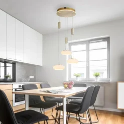 Suspension Paul Neuhaus Q-ETIENNE LED Laiton, 3 lumières, Télécommandes